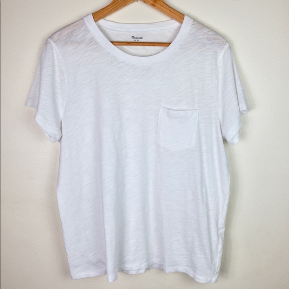 Madewell Tops - Madewell White Scoop Neck Short Sleeve Shirt NWOT